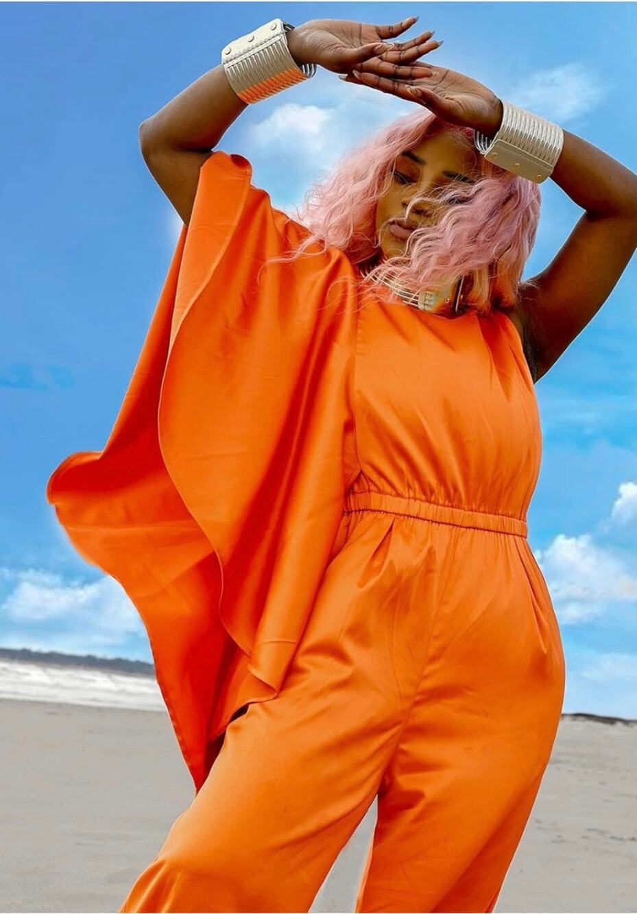 The Drop Scarlet Ibis Draped Sleeve Jumpsuit  XL NWT